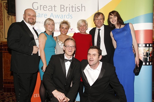 Martin Holmes and colleagues celebrate award win with Julie Hesmondhalgh and Dav