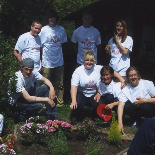 Volunteers from the Prince's Trust, pictured proudly in the gardens they tirelessly worked on squ