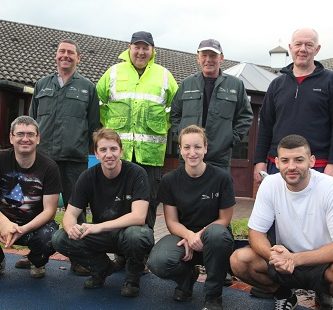 The Jaguar Landrover Volunteer Team, who worked tirelessly to create a spacious courtyard for the residents of St Patricks Care Home