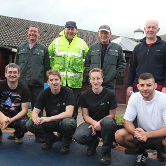 The Jaguar Landrover Volunteer Team, who worked tirelessly to create a spacious courtyard for the residents of St Patricks Care Home