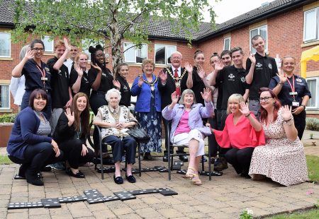Team members from the Prince's Trust with residents and staff from Pemberton Fold and the Manchester Fire Service