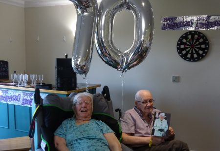 Teddy and Marion 70th Anniversary with card from the Queen