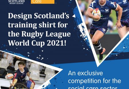 T shirt design competition graphic with Scotland Rugby League World Cup 2021