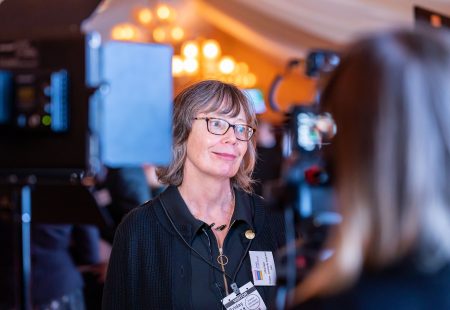 Libby Raper being interviewed to camera