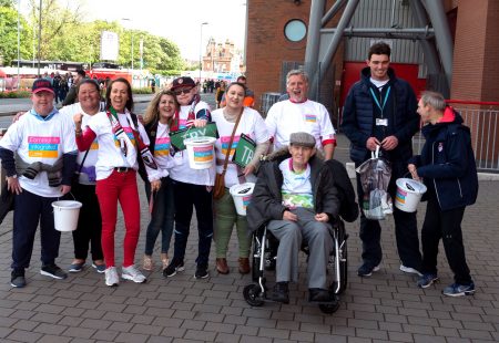 group of people fundraising