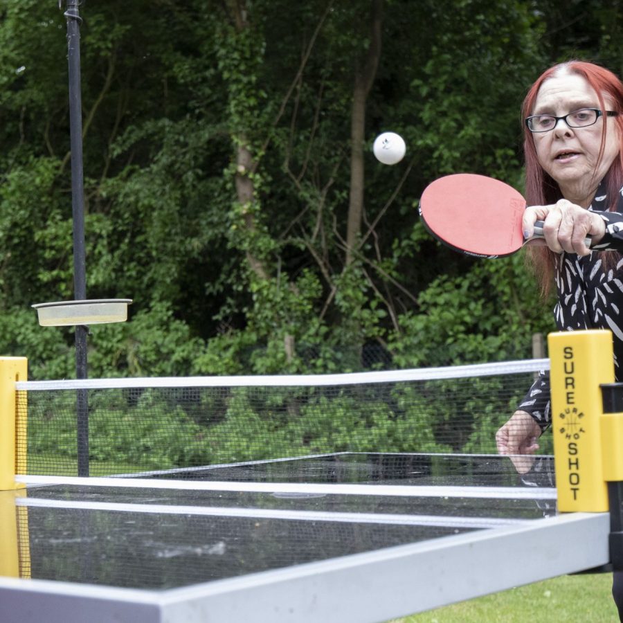 Woman playing table tennis