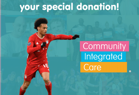 Image saying “thank you Leroy sane for your donation” with image of the Manchester City player