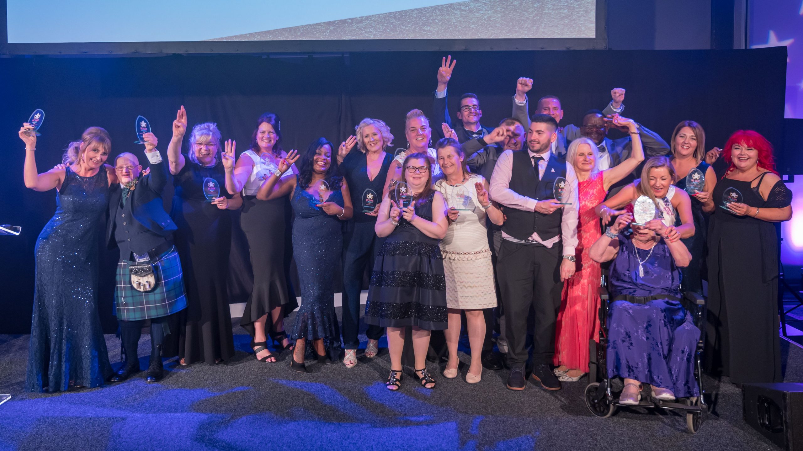 We Dare Awards group image celebrating, from one of the UK's largest health and social care charities