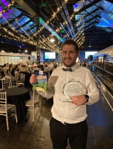 Ben Berry collecting care innovator award yorkshire