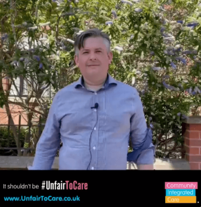 Jonathan Ashworth, shadow health secretary, taking about his support for Unfair to Care