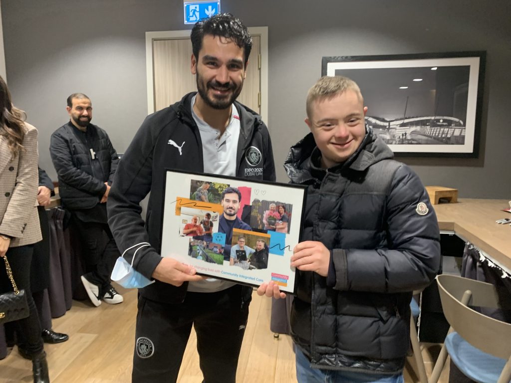 Ilkay accepts a special present from Harvey Groake
