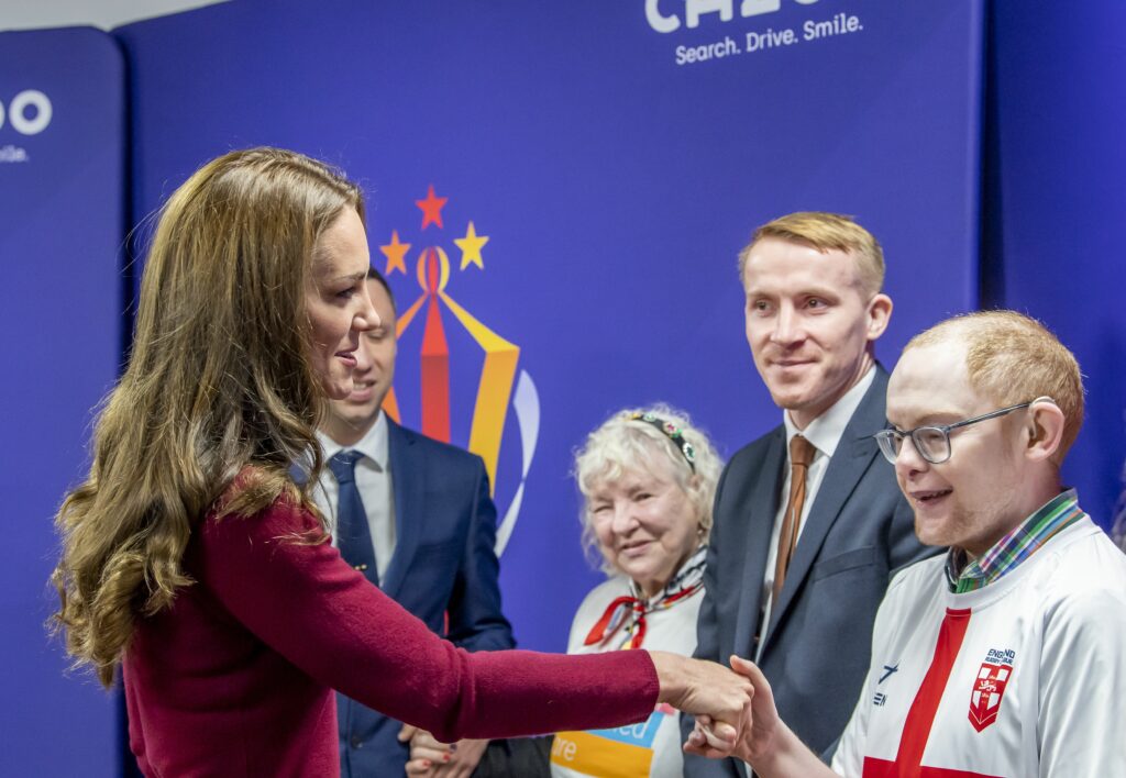 HRH Princess of Wales speaks to a group of Inclusive Volunteers.