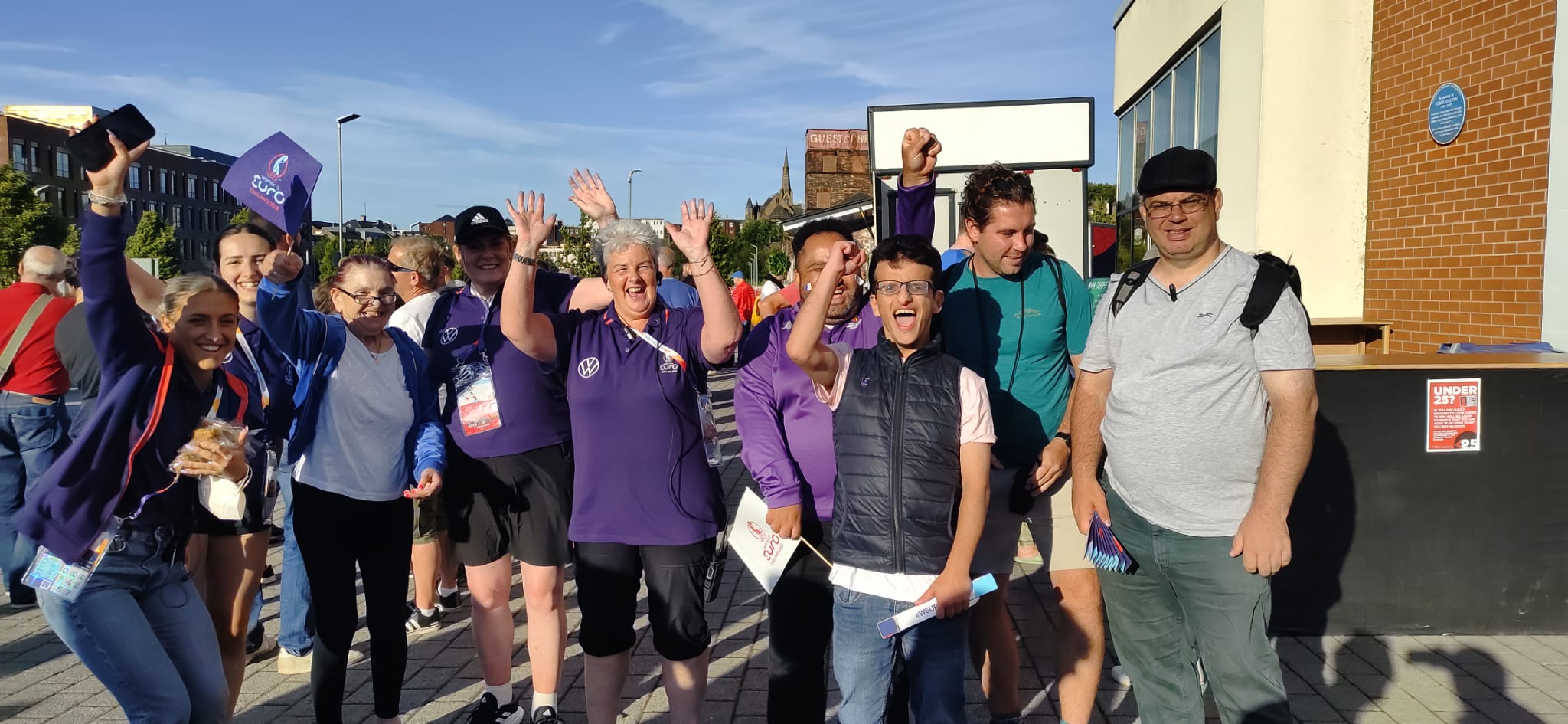 crowd of inclusive volunteers cheering at weuros 2022