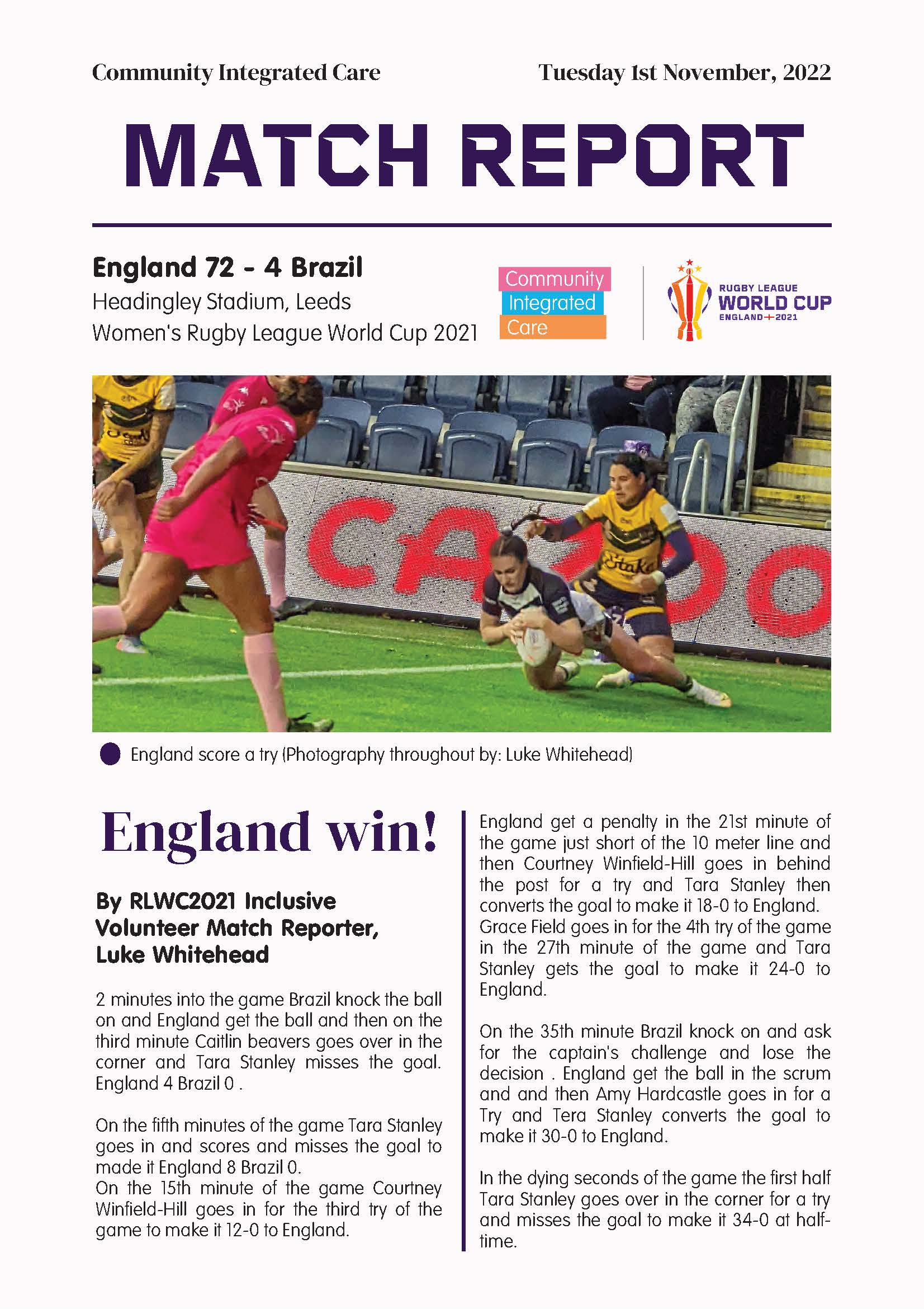 Match day report