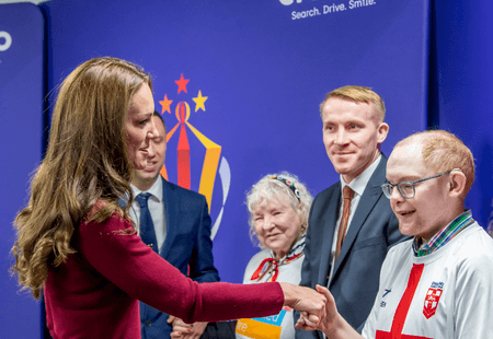 HRH Princess of Wales speaks to a group of Inclusive Volunteers.
