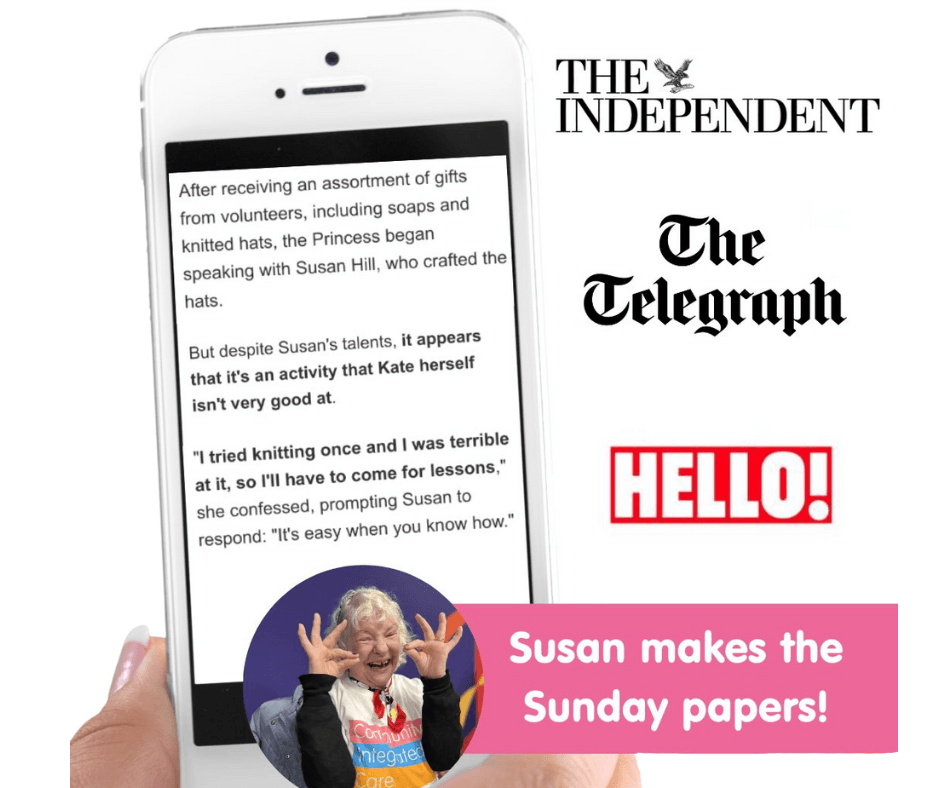 Clipping from the newspapers The Telegraph, Hello and The Independent, of Susan's meeting with the Princess of Wales. 