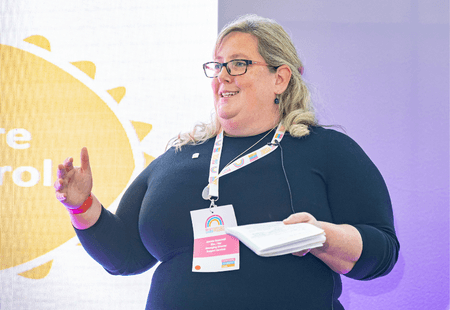 Joanna Scammell, presenting the progress of TEC.