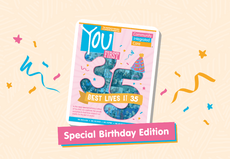 You First 35th Special Edition Magazine with confetti in the background.