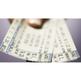 Hand holding three fanned out tickets