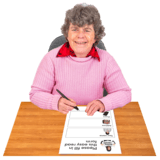 Woman filling in a task sheet