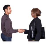 Man and woman shaking hands