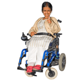 Woman in wheelchair giving a thumbs up
