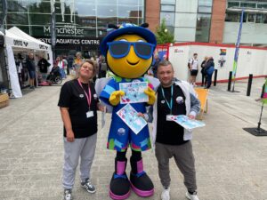 Two of our volunteers at the Allianz Para Swimming World Championships