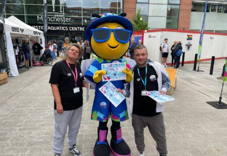 Two of our volunteers at the Allianz Para Swimming World Championships