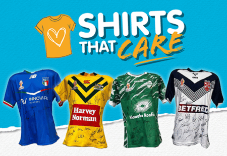 'Shirts that Care' Four signed Rugby League tshirts