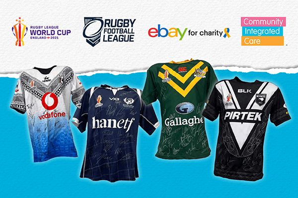 Special rugby shirts up for grabs on Community Integrated Care's official ebay page.