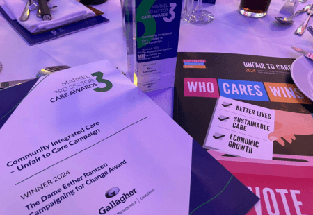 Markel Award certificate and Unfair To Care 2024 report