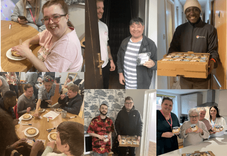 Colleagues and people supported across the North West, delighted to receive donated pies from Cottoms.